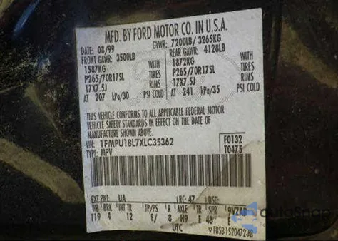 1999 Ford Expedition from USA, damaged, VIN 1FMPU18L7XLC35362